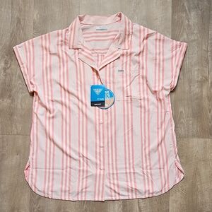 Columbia Women's Pink Striped Button Down Shirt